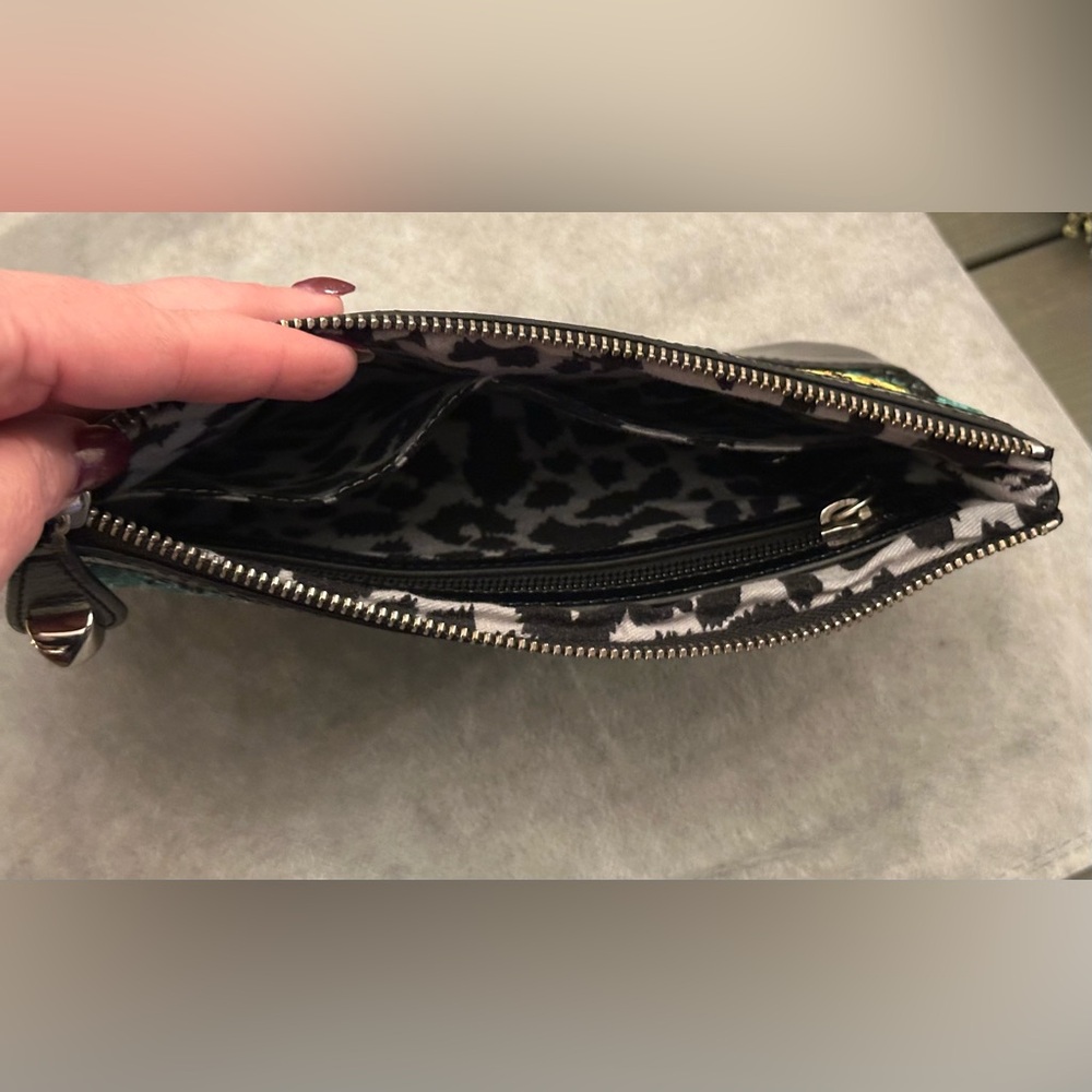 Betsey Johnson Teal and Yellow Leopard Clutch - Picture 5 of 5